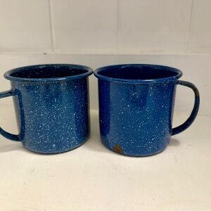 Blue Enamel Mugs Set